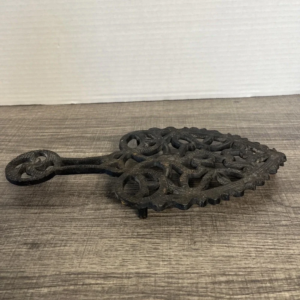 Vintage 1948 J.Z.H Cast Iron Trivet Spade Shaped Iron Rest Rustic Wall Decor